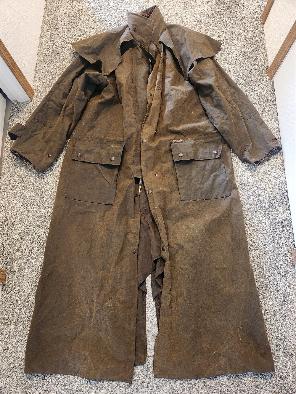 Driza Bone Riding Coat Brown Oil Skin Duster Size 8 XXL